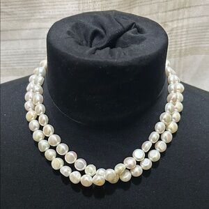Classic Double-Strand White Pearl Necklace